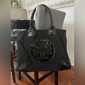 Tory Burch Black Patent Leather Tote